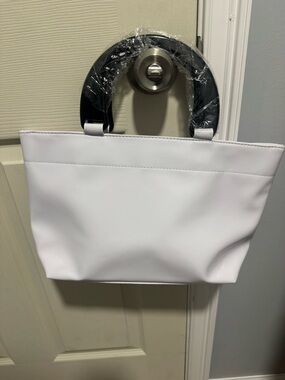 White Neiman Marcus Women's Tote Bag with Black Handles